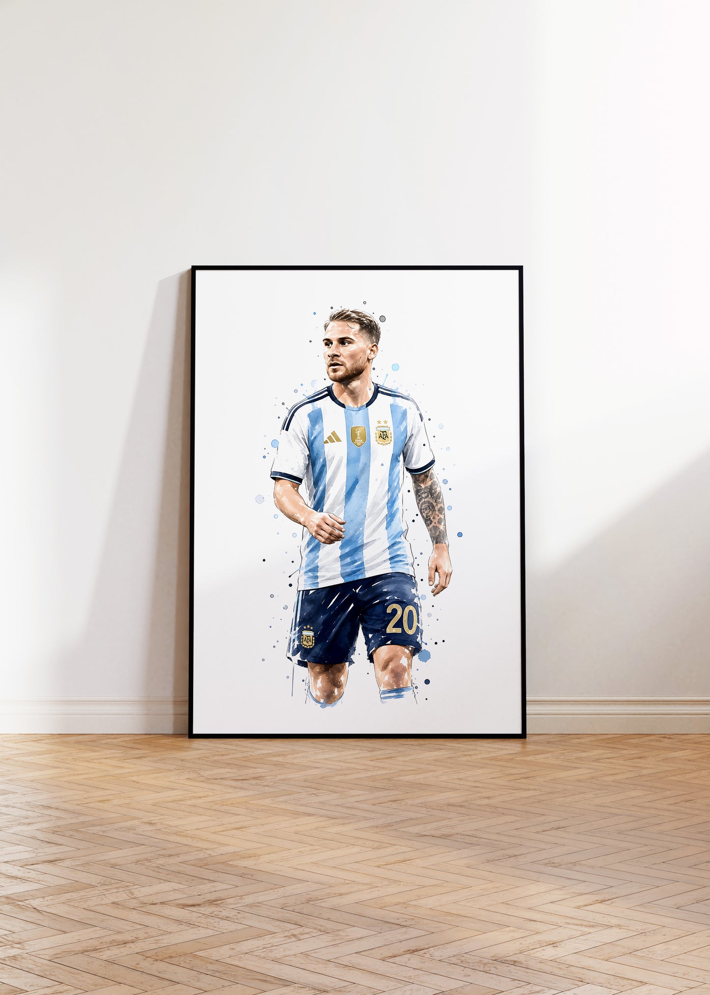 Fußball Poster Argentinien Spieler · Geschenkidee · Aquarell Sport Wandbild · Deko Print ohne Rahmen