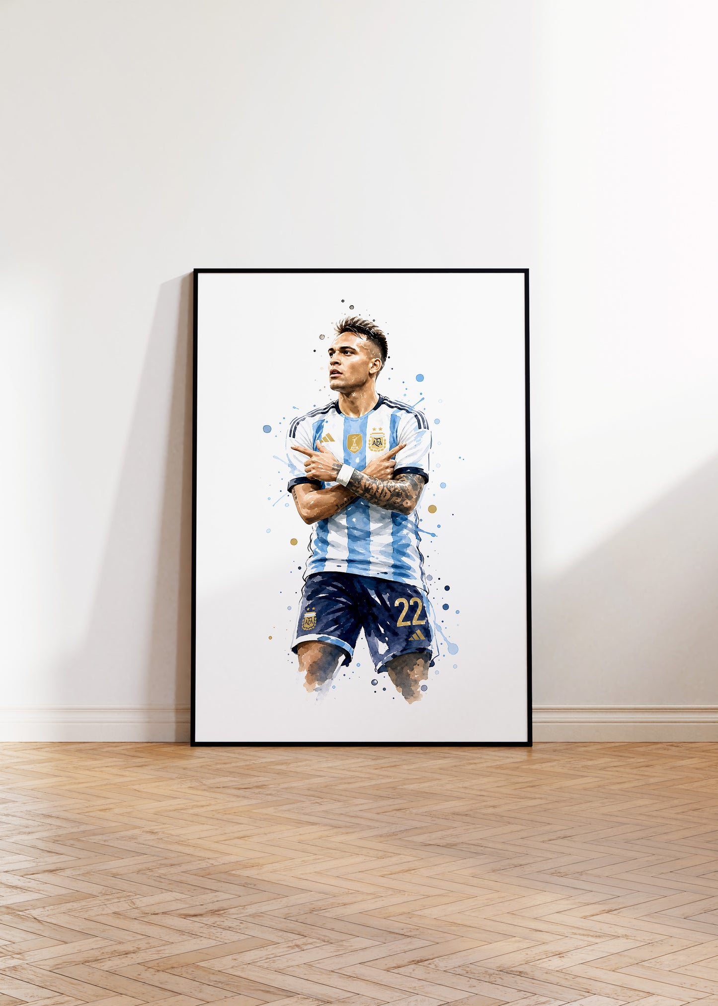 Fußball Poster Argentinien Spieler · Geschenkidee · Aquarell Sport Wandbild · Deko Print ohne Rahmen