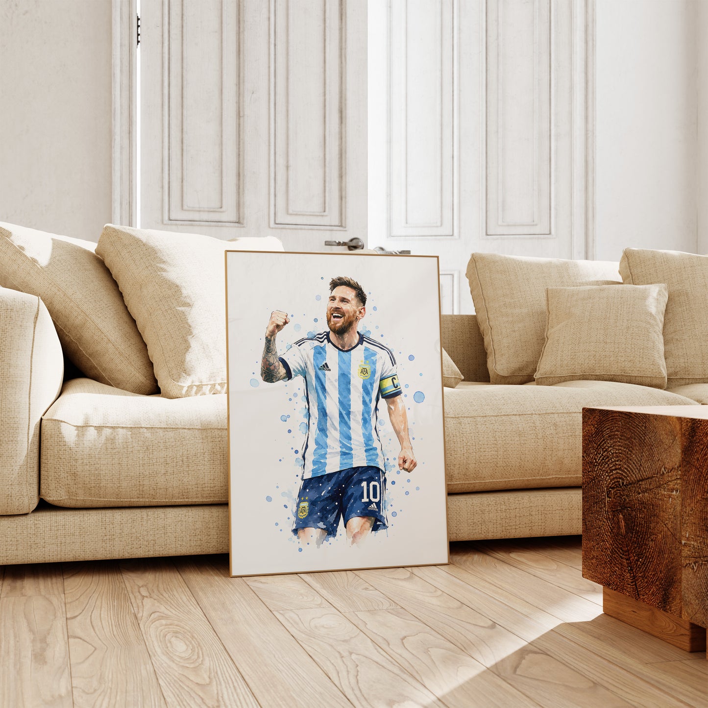 Fußball Poster Argentinien Spieler · Geschenkidee · Aquarell Sport Wandbild · Deko Print ohne Rahmen