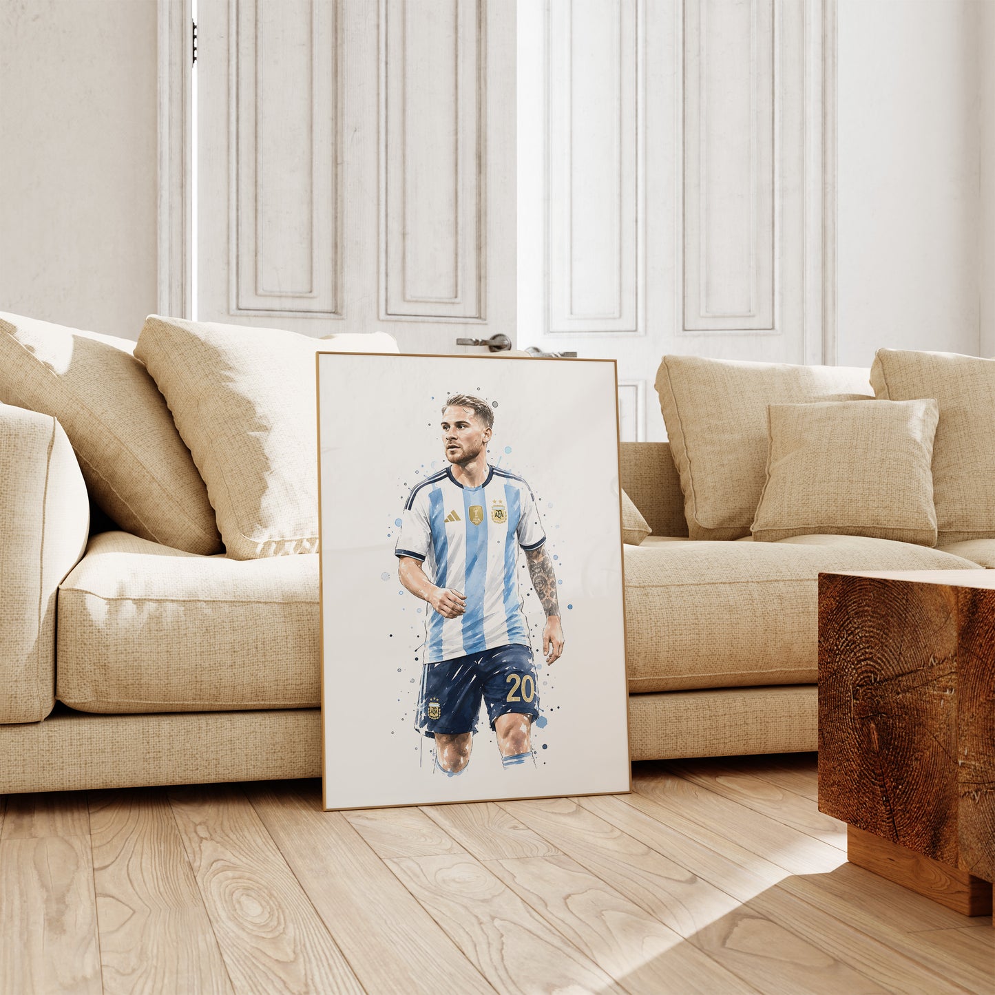 Fußball Poster Argentinien Spieler · Geschenkidee · Aquarell Sport Wandbild · Deko Print ohne Rahmen