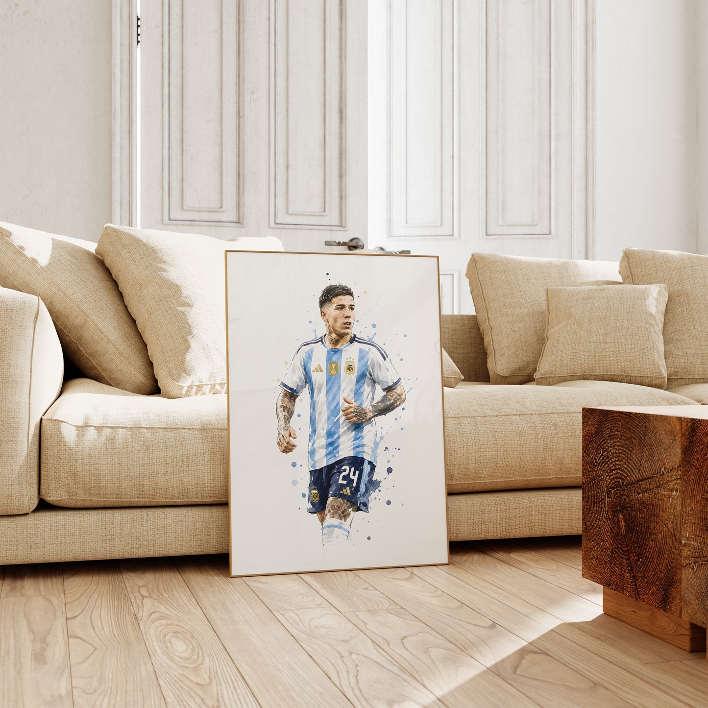 Fußball Poster Argentinien Spieler · Geschenkidee · Aquarell Sport Wandbild · Deko Print ohne Rahmen