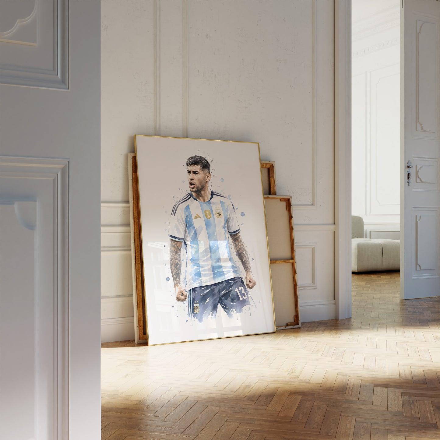 Fußball Poster Argentinien Spieler · Geschenkidee · Aquarell Sport Wandbild · Deko Print ohne Rahmen