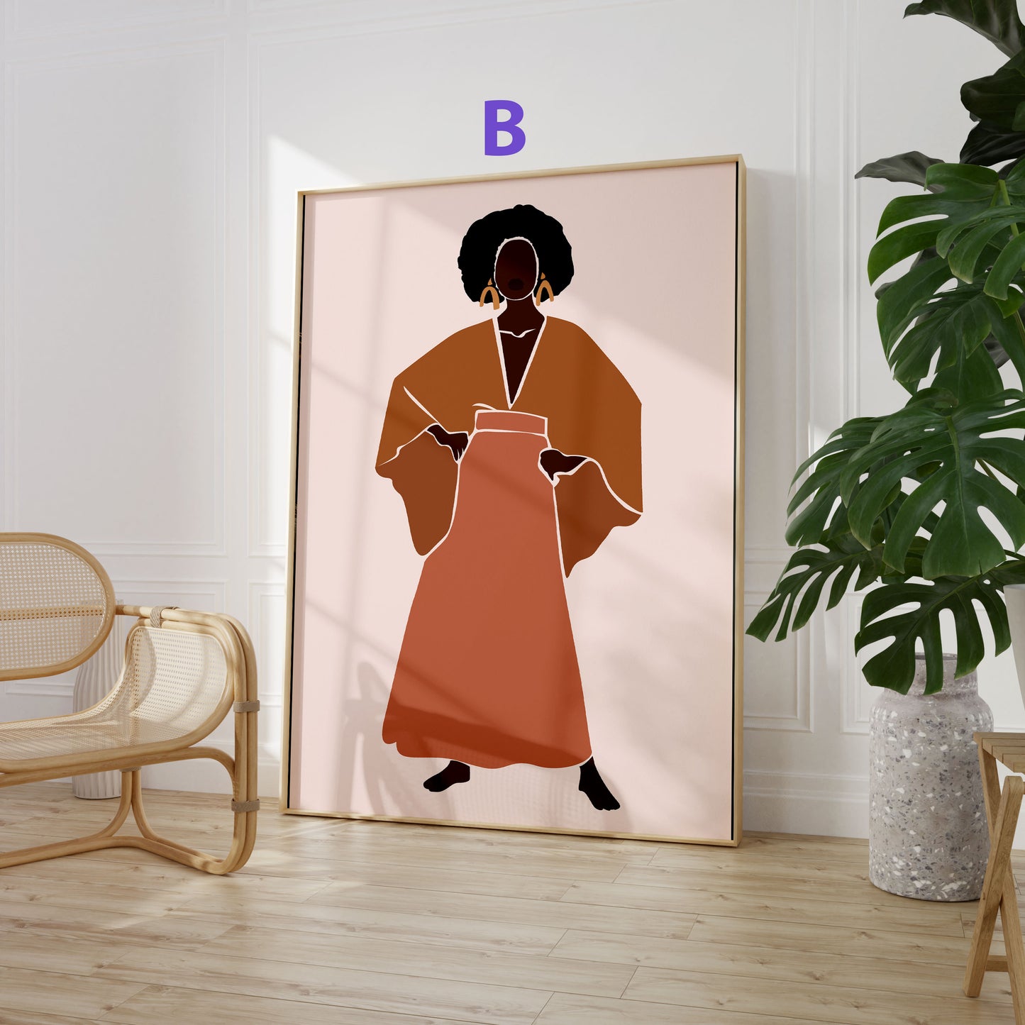Abstrakte Frauen Poster · Geschenkidee · Boho Figuren, Terrakotta und Minimalistische Kunst · Dekoprint ohne Rahmen