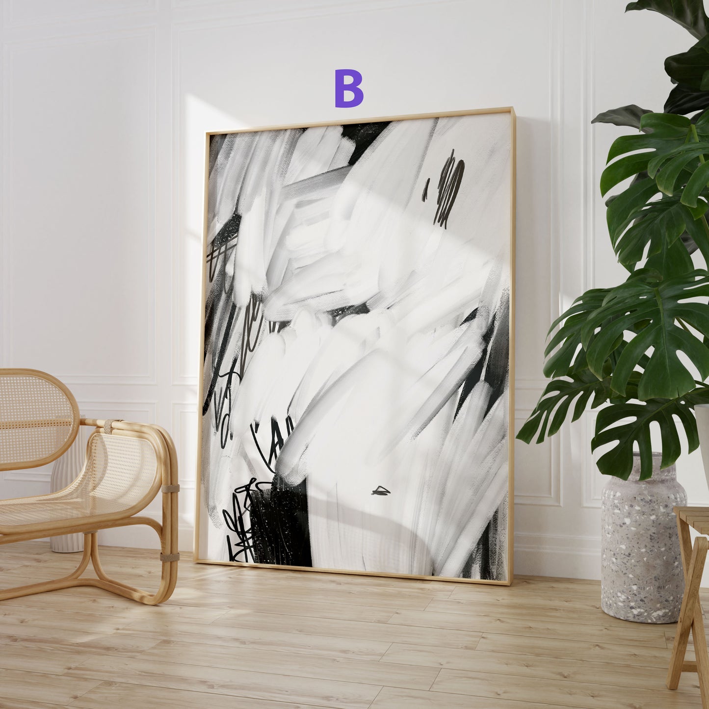 Abstrakte Schwarz Weiß Poster · Geschenkidee · Minimalistische Line Art und geometrische Linien · Dekoprint ohne Rahmen