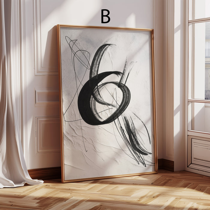 Poster mit schwarzen Pinselstrichen
