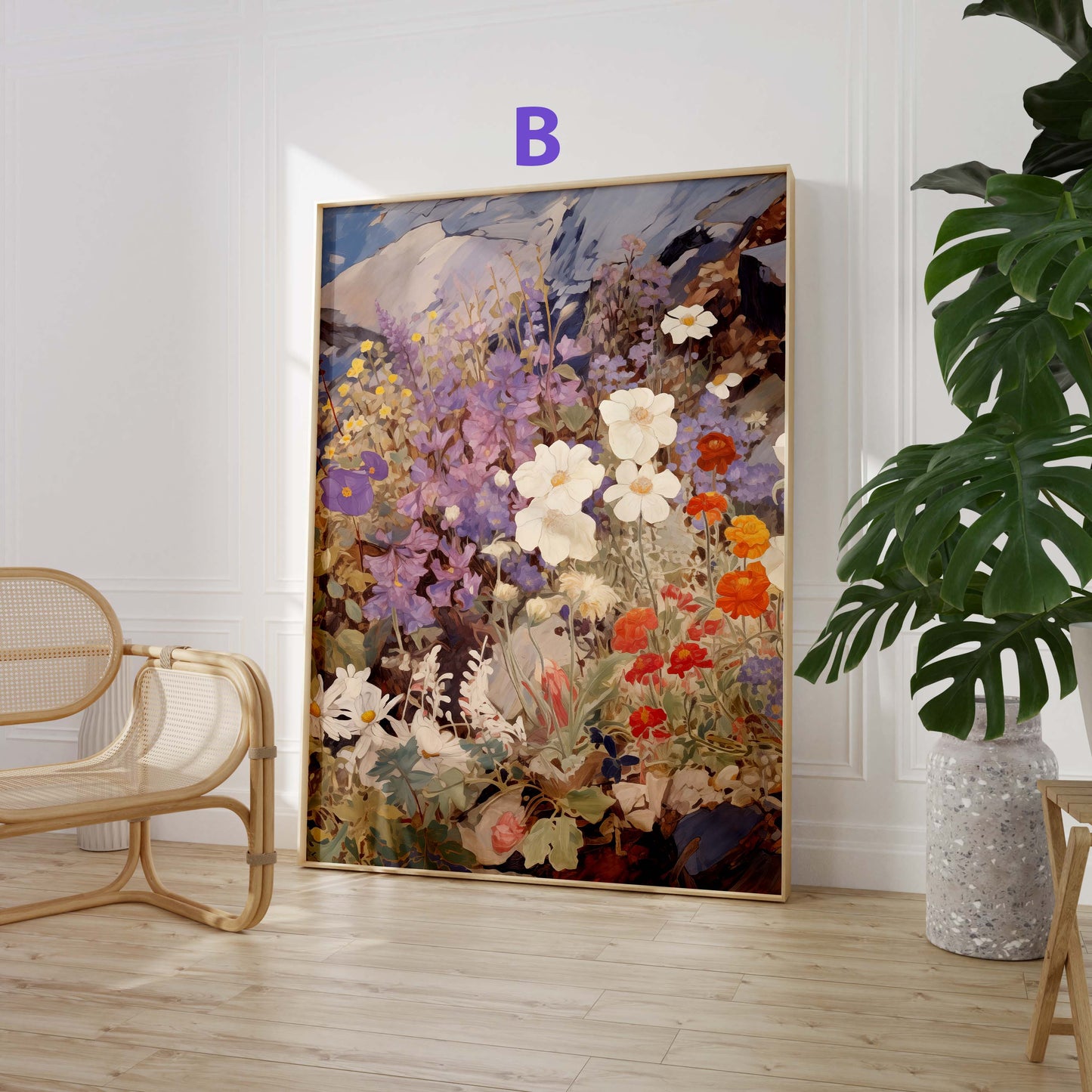 Blumen Poster · Geschenkidee · Wildblumen Wiesenblüten und Florale Naturkunst · Dekoprint ohne Rahmen