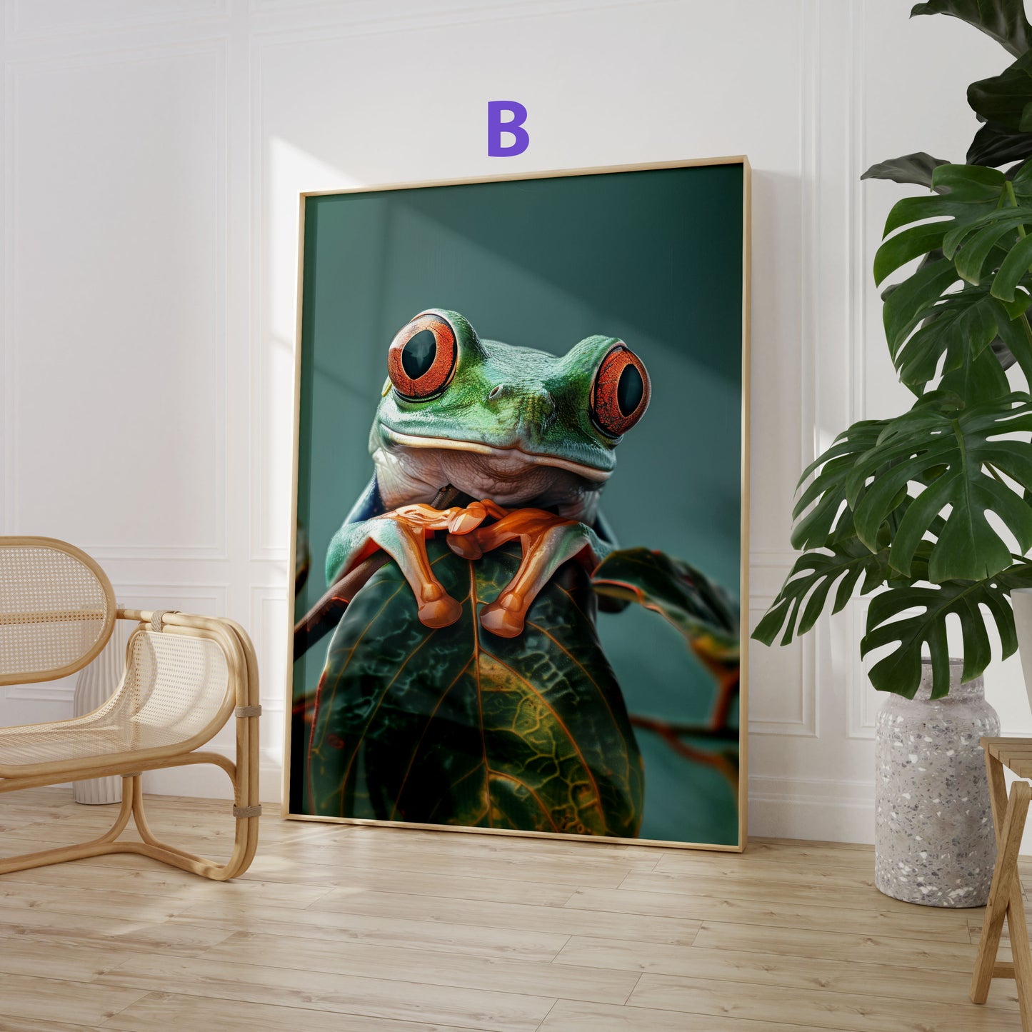 Exotische Tierporträts Poster · Geschenkidee · Kakadu, Papagei, Frosch, Gecko, Faultier und Eule · Dekoprint ohne Rahmen
