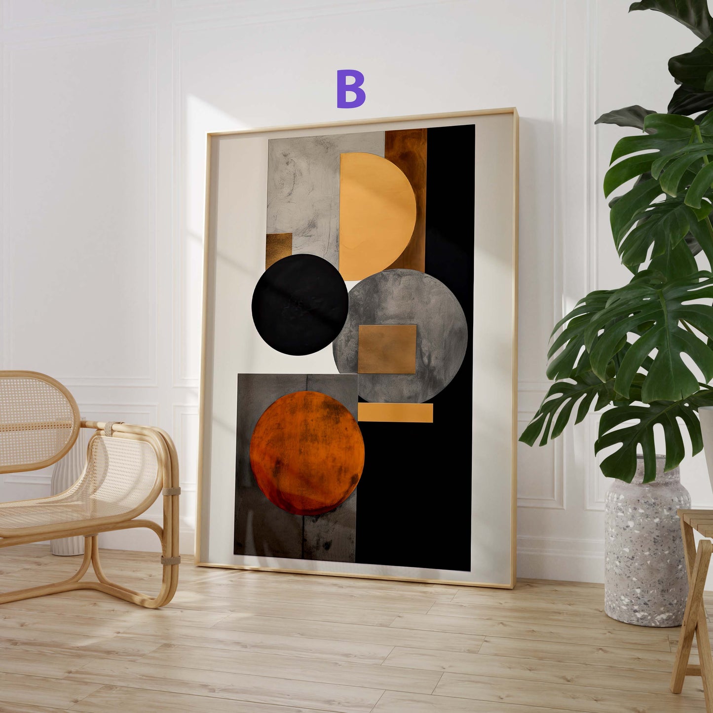 Moderne Abstrakte Kunst Poster · Geschenkidee · Geometrische Schwarz Beige Wandbilder für Wohnzimmer Büro Schlafzimmer · Print ohne Rahmen