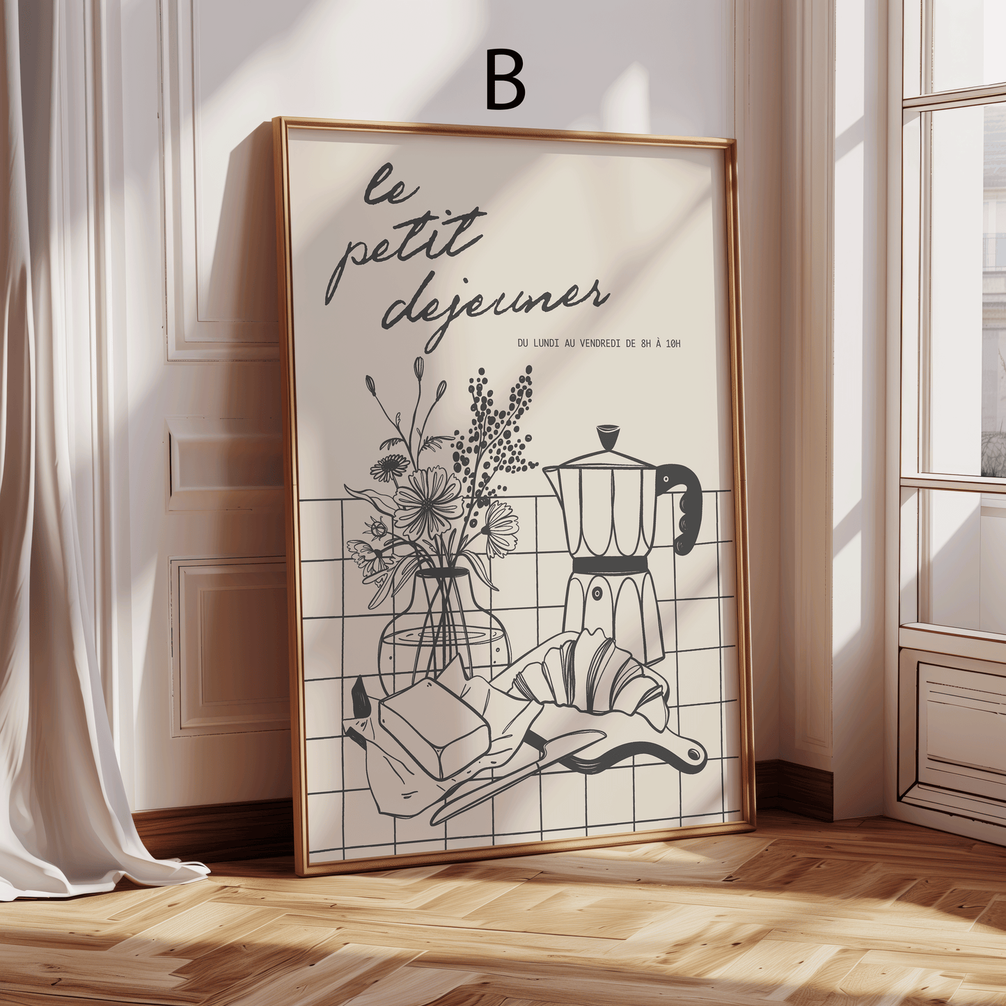 Paris Poster · Geschenkidee · Französische Typografie Wahrzeichen Café Illustration · Dekoprint ohne Rahmen