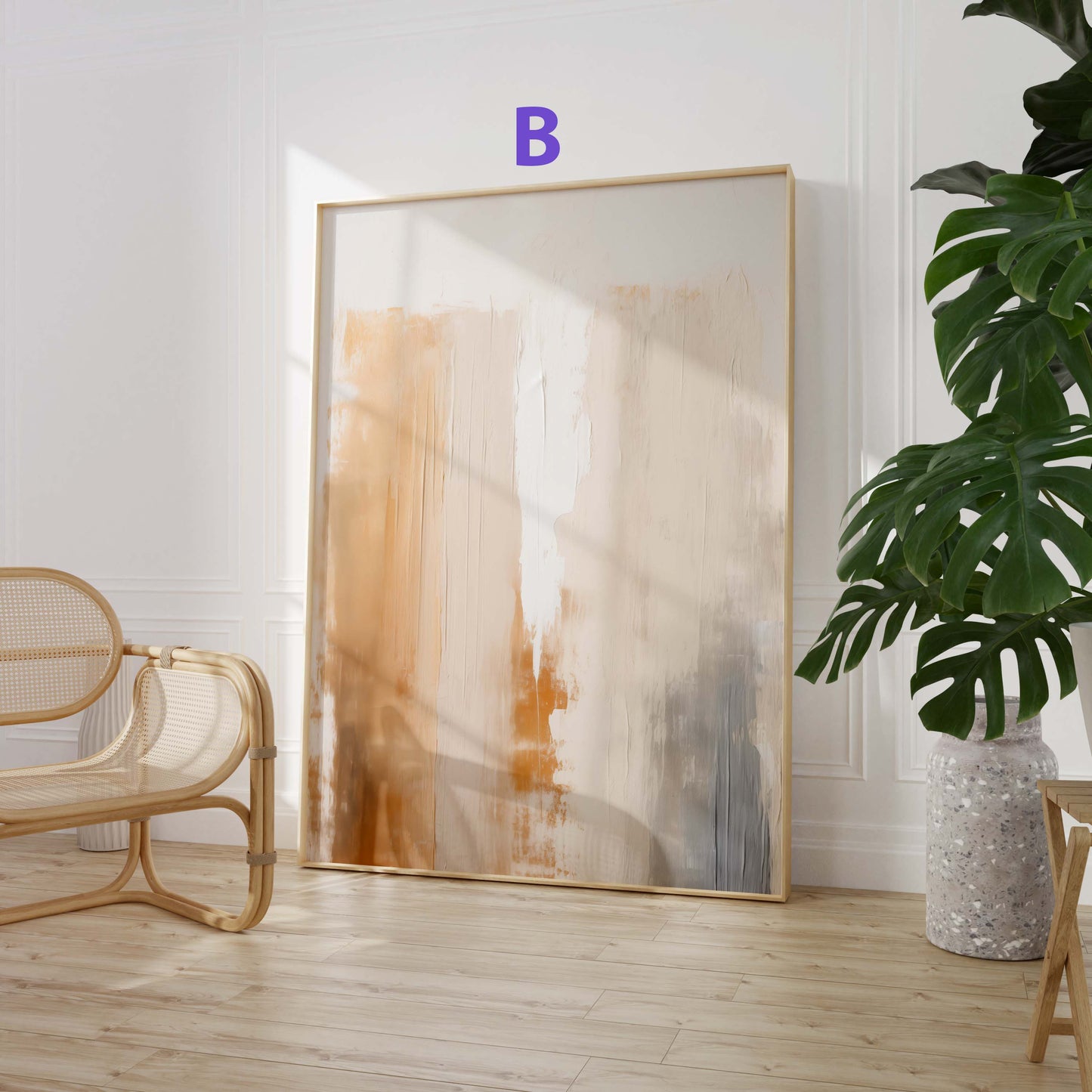 Abstrakte Kunst Poster · Geschenkidee · Minimalistische Beige Grau Komposition mit Modernen Texturen und Linien · Dekoprint ohne Rahmen