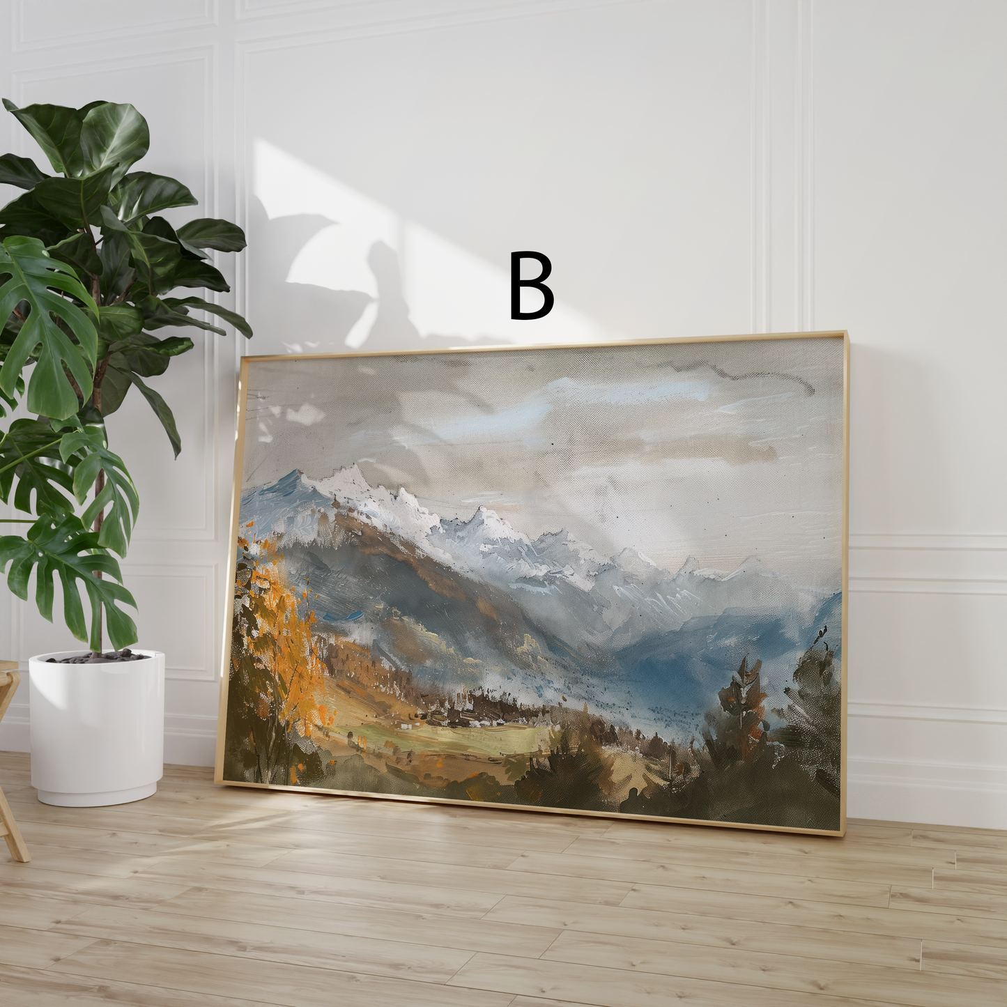 Moderne Landschaft Poster · Geschenkidee · Weiße Blüten Alpen Flieder Französische Straßenszene · Dekoprint ohne Rahmen