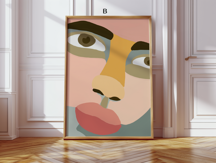 Mid-Century-Poster mit Palmen und Figuren