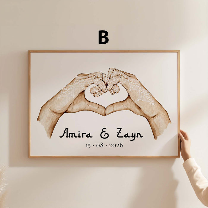 Hände Herz Liebe Poster – Premium Baumwoll-Canvas