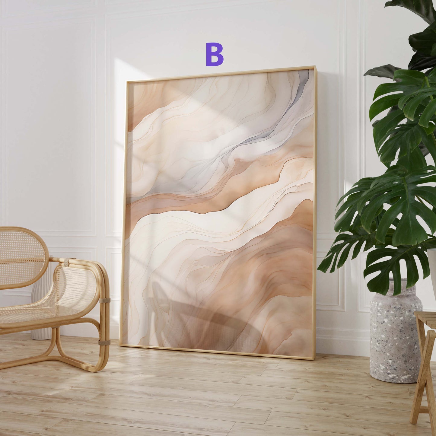 Abstrakte Marmor Poster · Geschenkidee · Fließende Beige Rosé Formen und Moderne Strukturkunst · Dekoprint ohne Rahmen
