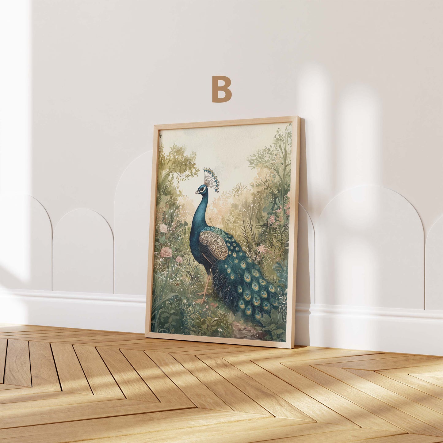 Blauer Pfau Poster · Geschenkidee · Vintage Tier Illustration Style Design · Elegante Wandkunst · Print ohne Rahmen