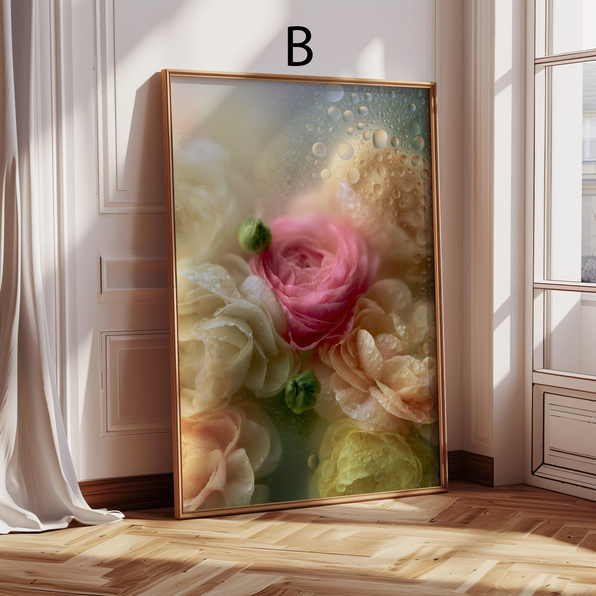 Blumen Poster · Rosen Tulpen hinter Glas Natur Fotografie · Dekoprint ohne Rahmen