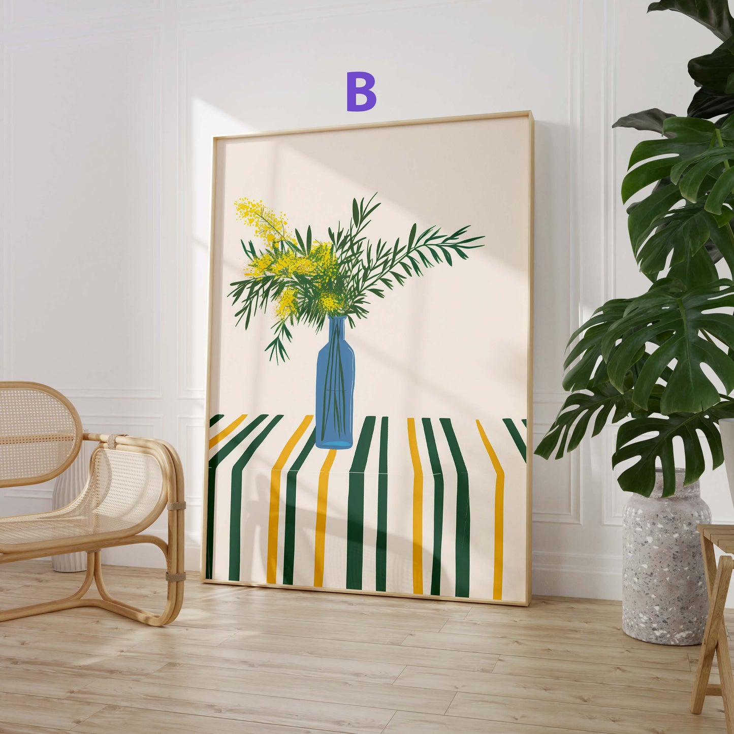 Abstrakte Blumen Poster · Geschenkidee · Moderne Vase, Stillleben und Geometrische Kunst · Dekoprint ohne Rahmen