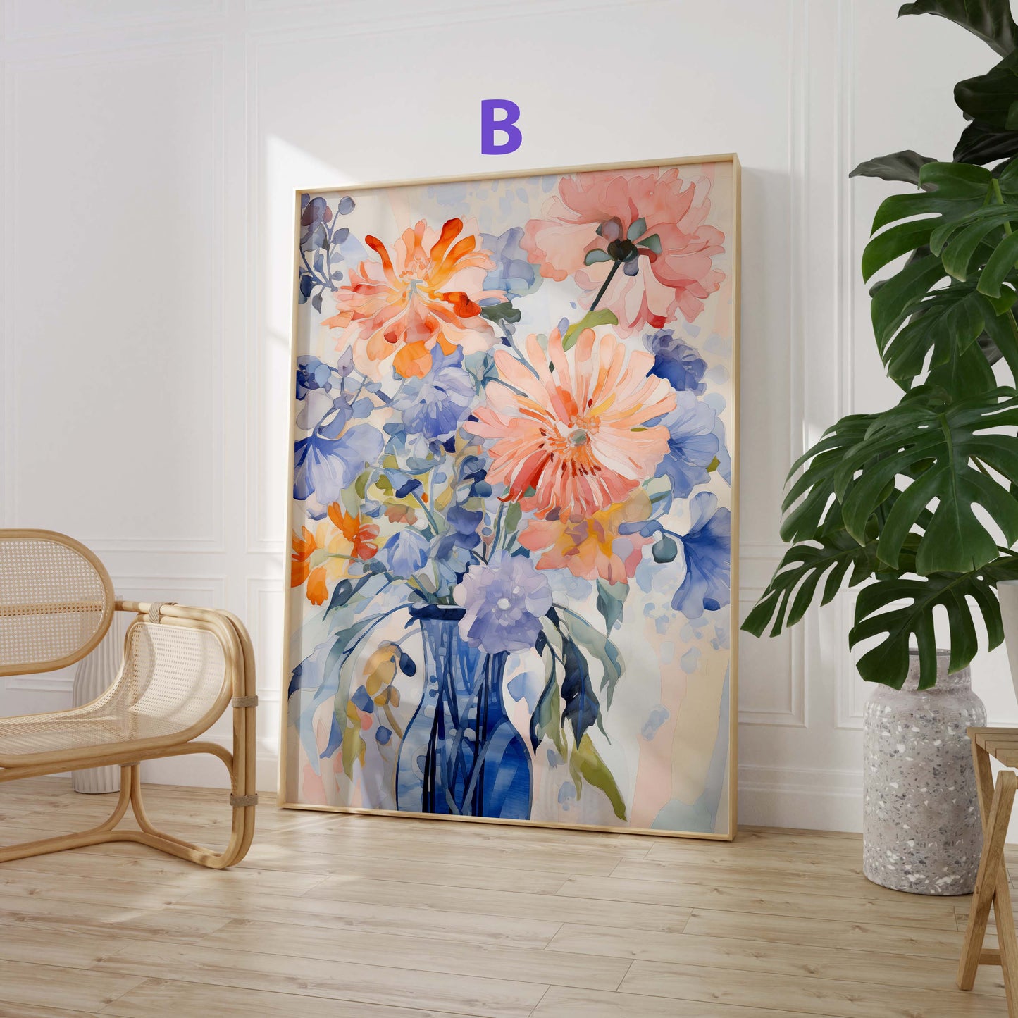 Blumen Poster · Geschenkidee · Tulpen Mohnblumen Maiglöckchen und Florale Aquarellkunst · Dekoprint ohne Rahmen