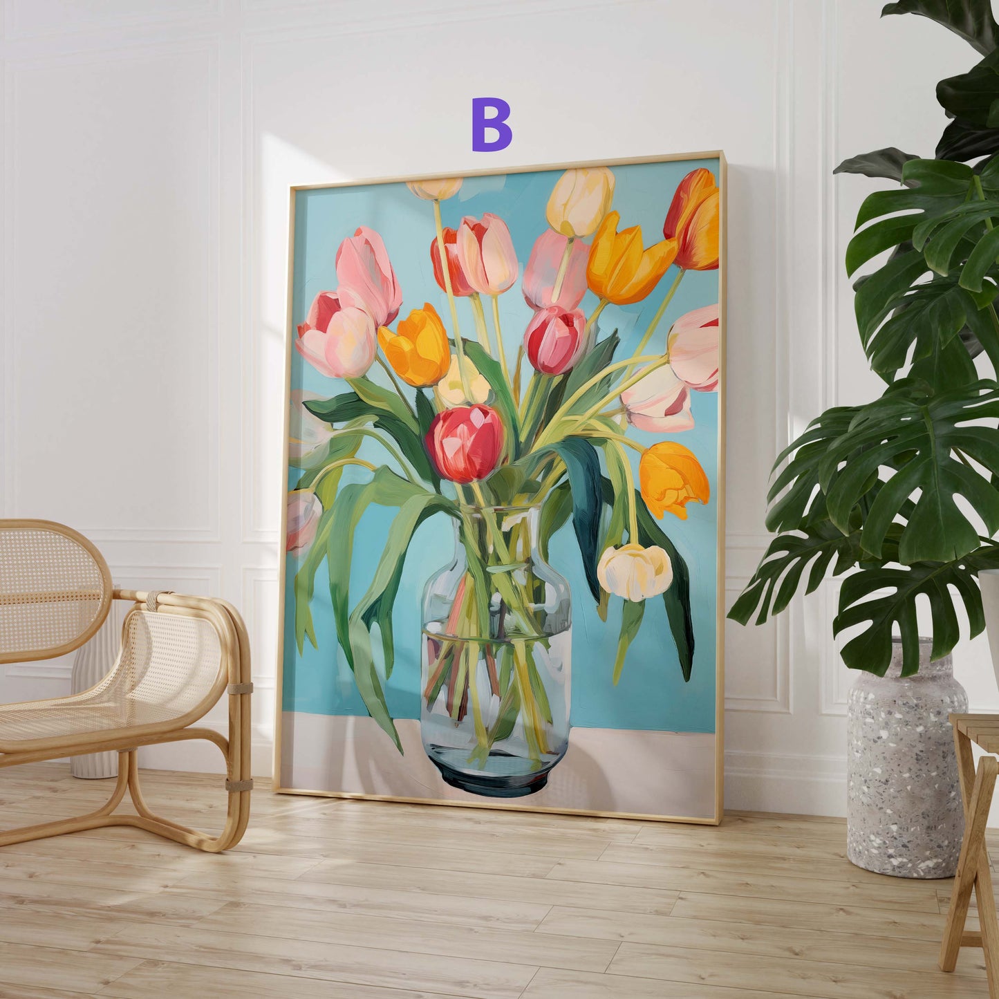 Blumen Poster · Geschenkidee · Korallenrosa Blüten · Romantische Floralkunst Aquarelloptik · Dekoprint ohne Rahmen