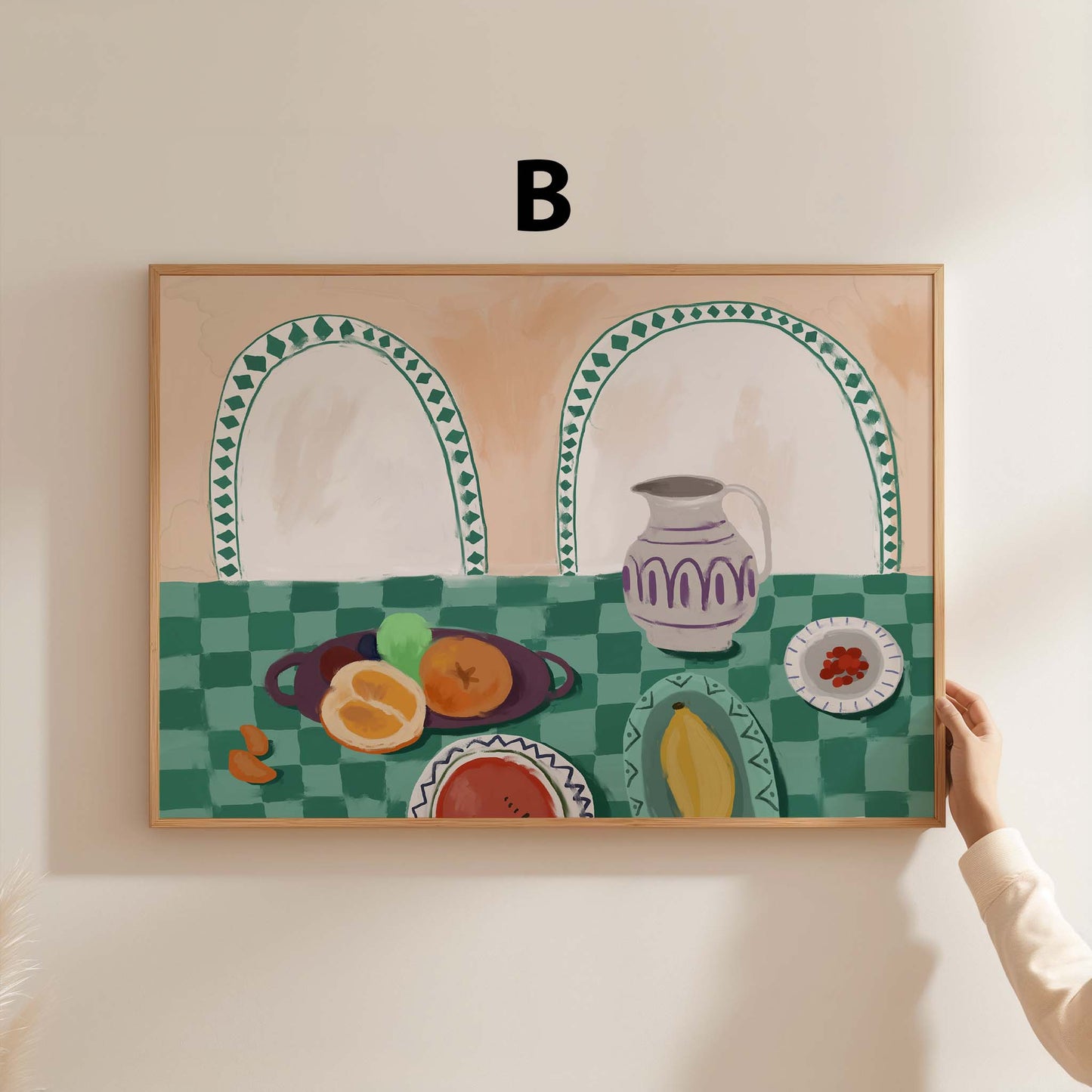 Obst Gemüse Kunst Poster · Geschenkidee · Artischocke, Zitrusfrüchte und Hummer Stillleben · Dekoprint ohne Rahmen