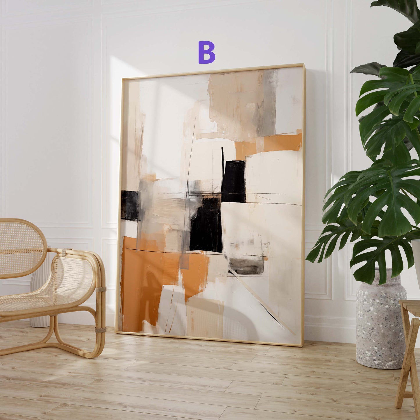 Abstrakte Beige Schwarz Poster · Geschenkidee · Künstlerische Linienzeichnungen und Moderne Strukturkunst in Neutralen Naturtönen · Dekoprint ohne Rahmen
