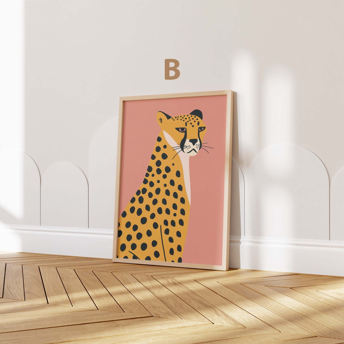 Safari Tiere Poster · Geschenkidee · Moderne Illustration mit Gepard und Tiger · Kinderzimmer Deko · Dekoprint ohne Rahmen