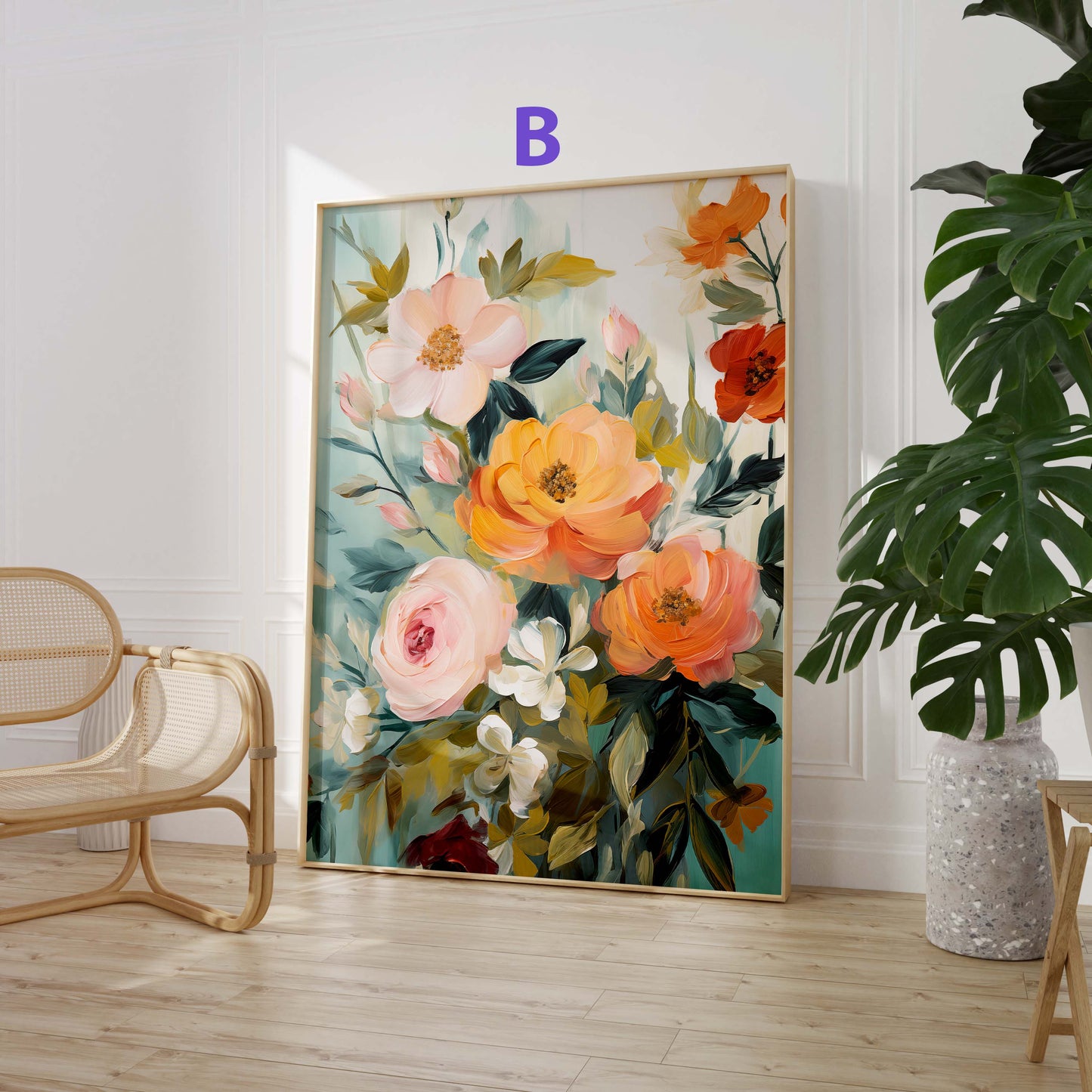 Blumen Poster · Geschenkidee · Romantische Wildblumen und Pastellblüten in Künstlerischer Aquarellmalerei · Dekoprint ohne Rahmen