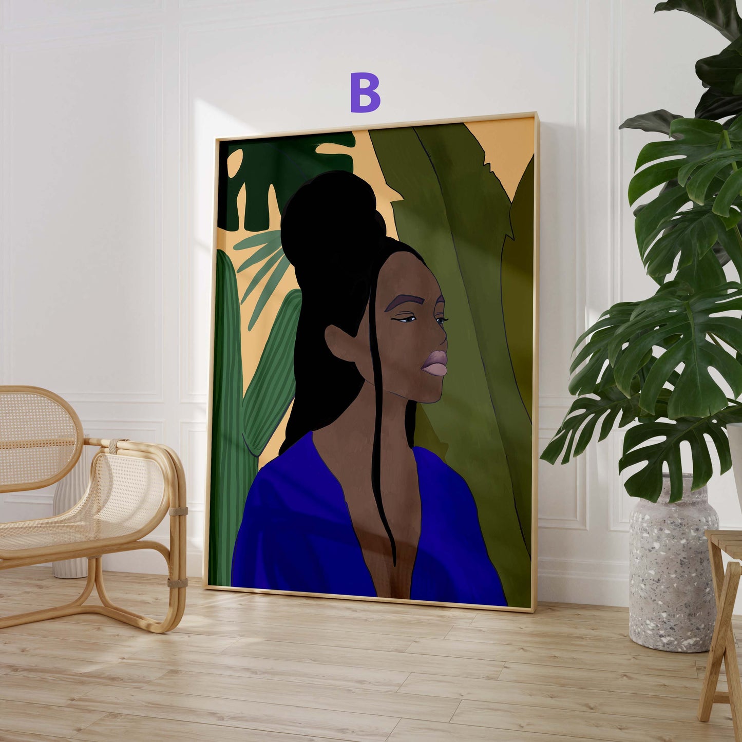 Violette Muse Poster · Geschenkidee · Abstrakte Frauenkunst Line Art Moderne Farbkunst · Dekoprint ohne Rahmen