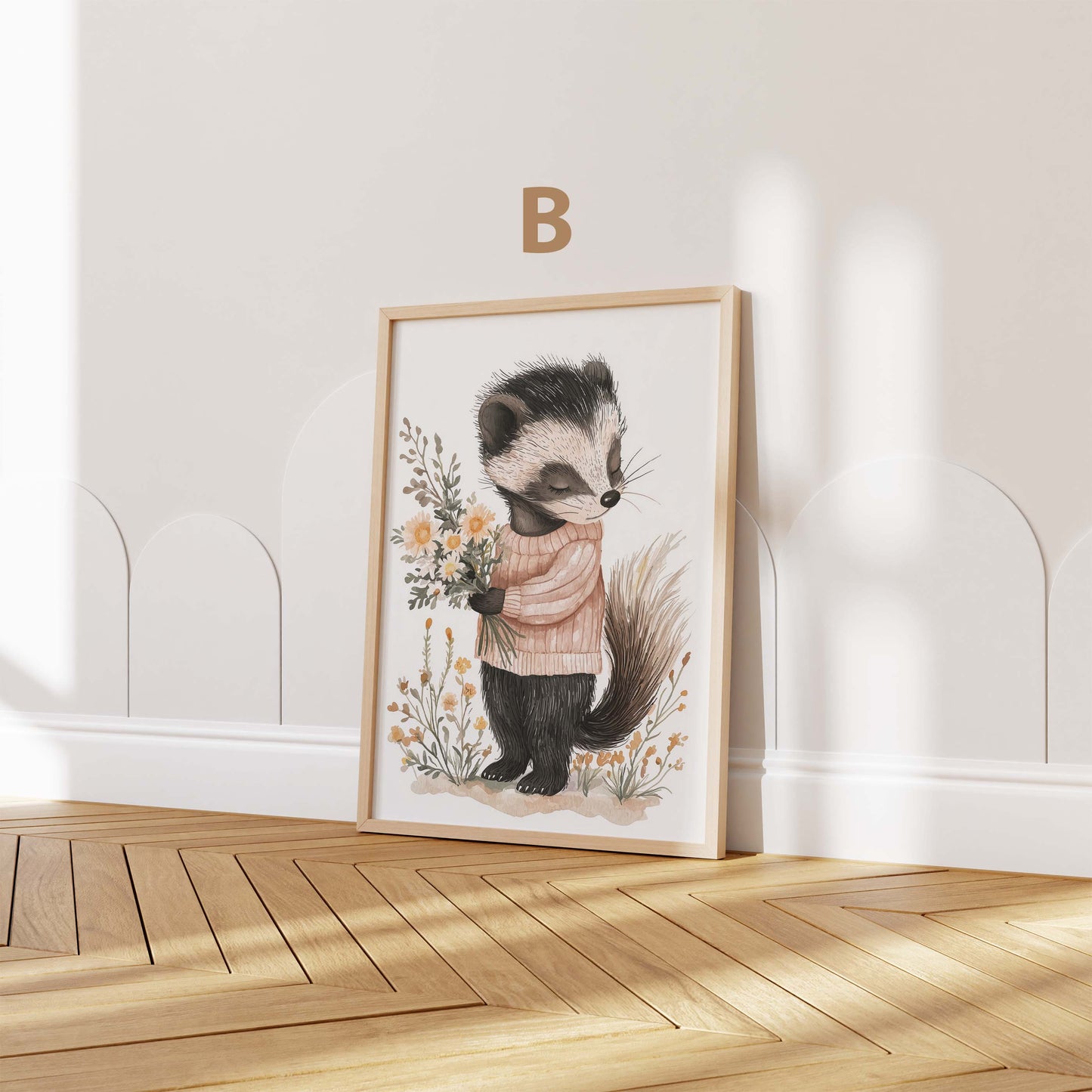 Niedliche Waldtiere Kinderzimmer Poster · Aquarell Reh Fuchs Waschbär Hase · Babyzimmer Wanddeko · Print ohne Rahmen