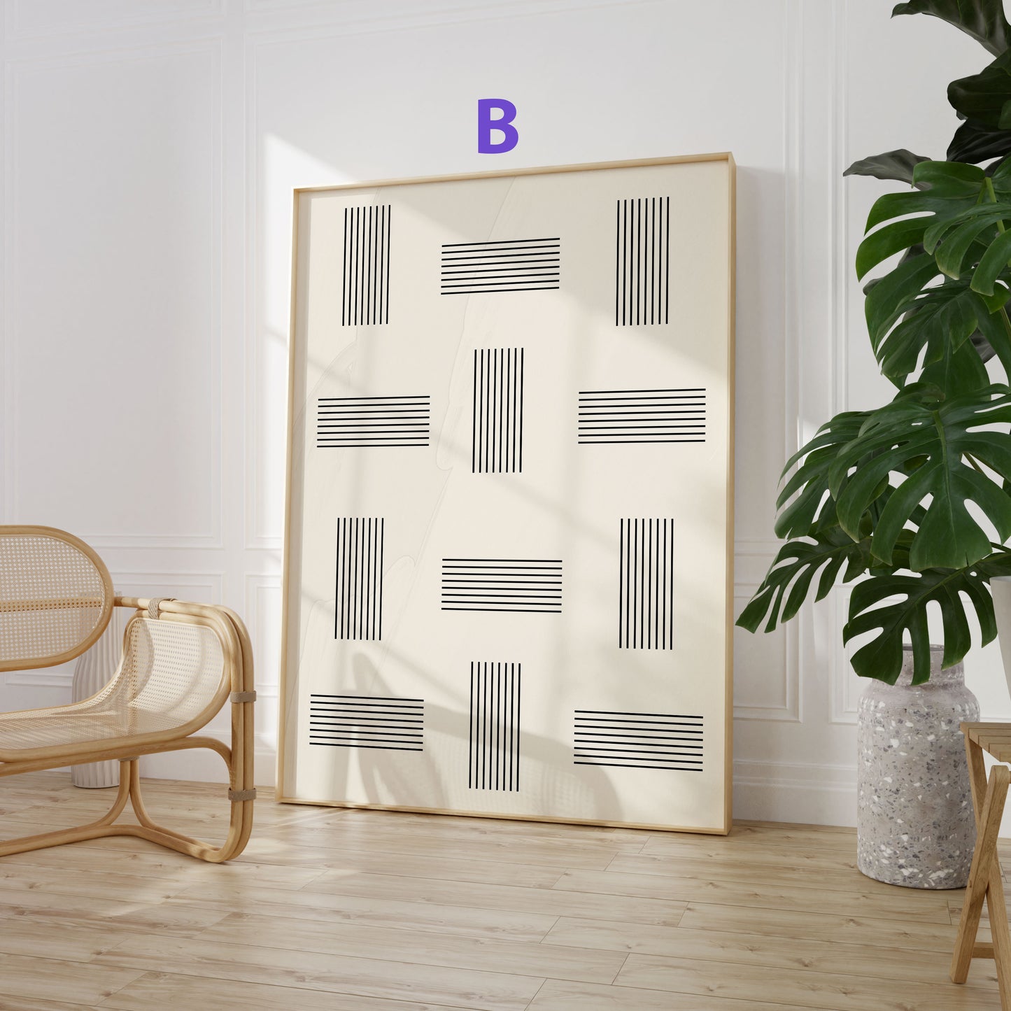 Abstrakte Linienkunst Poster · Geschenkidee · Minimalistische Schwarz-Weiß Geometrie und organische Formen · Dekoprint ohne Rahmen
