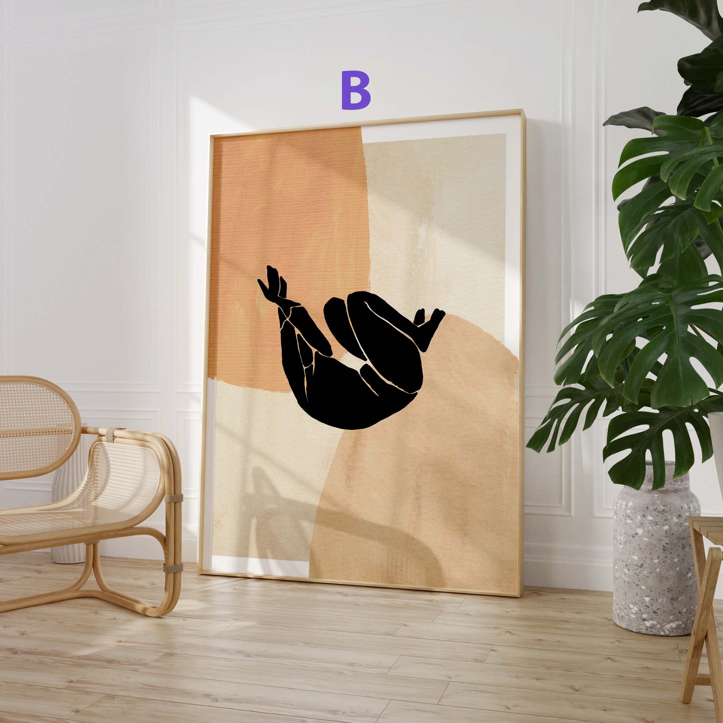 Körperkunst Poster · Geschenkidee · Line Art, Weibliche Silhouetten und Beige Terrakotta Formen · Dekoprint ohne Rahmen