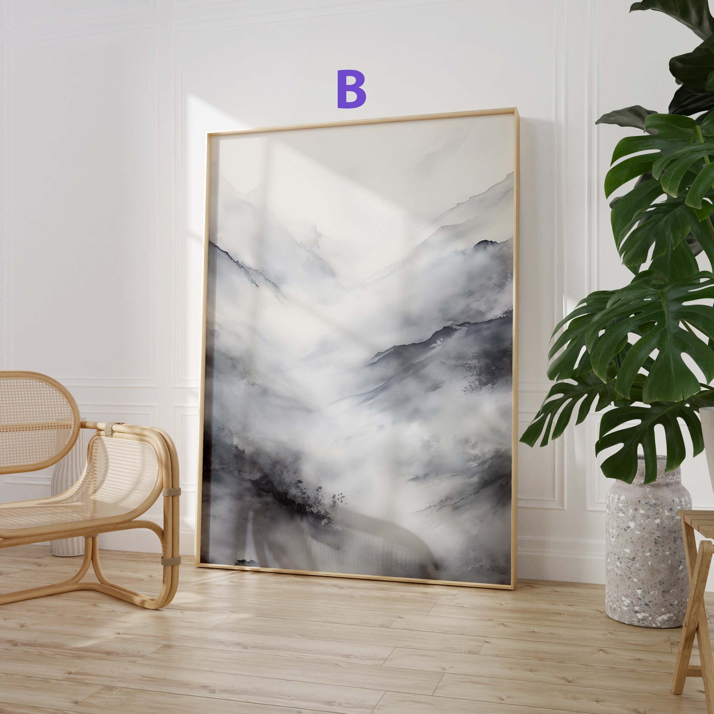 Nebelwald Berglandschaft Poster geschenkidee aquarell natur wandkunst  · Dekoprint ohne rahmen