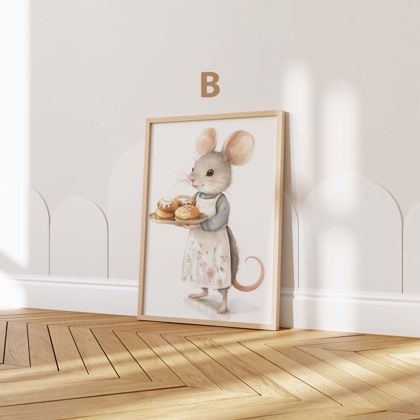 Süßes Tier Bäckerei Poster · Geschenkidee · Aquarell Tier Illustration Style Design · Kinderzimmer Wanddeko · Print ohne Rahmen