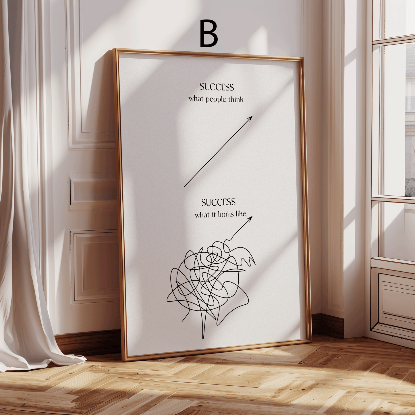 Erfolg Realität Poster · Geschenkidee · Success Mindset Grafik · Minimalistische Line Art · Dekoprint ohne Rahmen