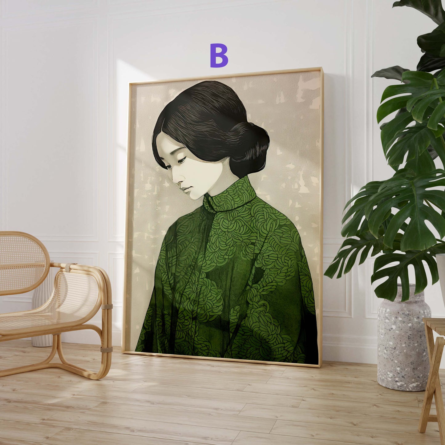 Japan Poster · Geschenkidee · Geisha Porträts Wellen und Zen Kunst · Dekoprint ohne Rahmen