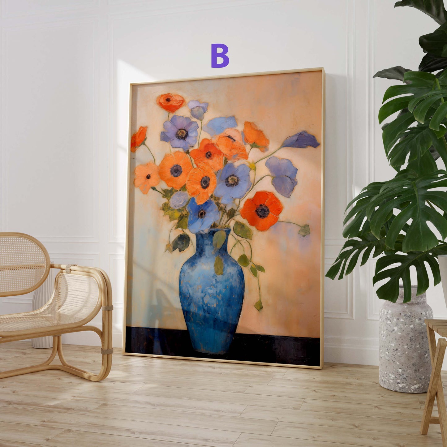 Blumen Poster · Geschenkidee · Farbenfrohe Blumenvasen und Künstlerische Floralkunst im Modernen Stil · Dekoprint ohne Rahmen