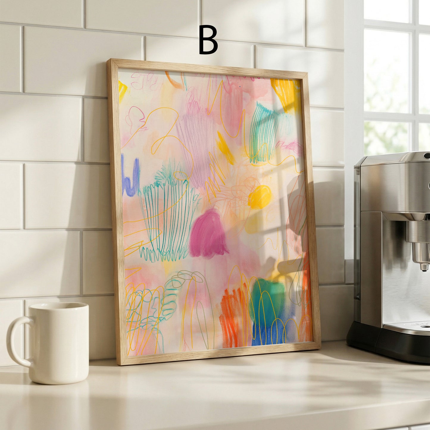 Abstrakte Poster · Wohnidee · Pastelltöne Farbflächen Künstlerische Pinselstriche · Dekoprint ohne Rahmen