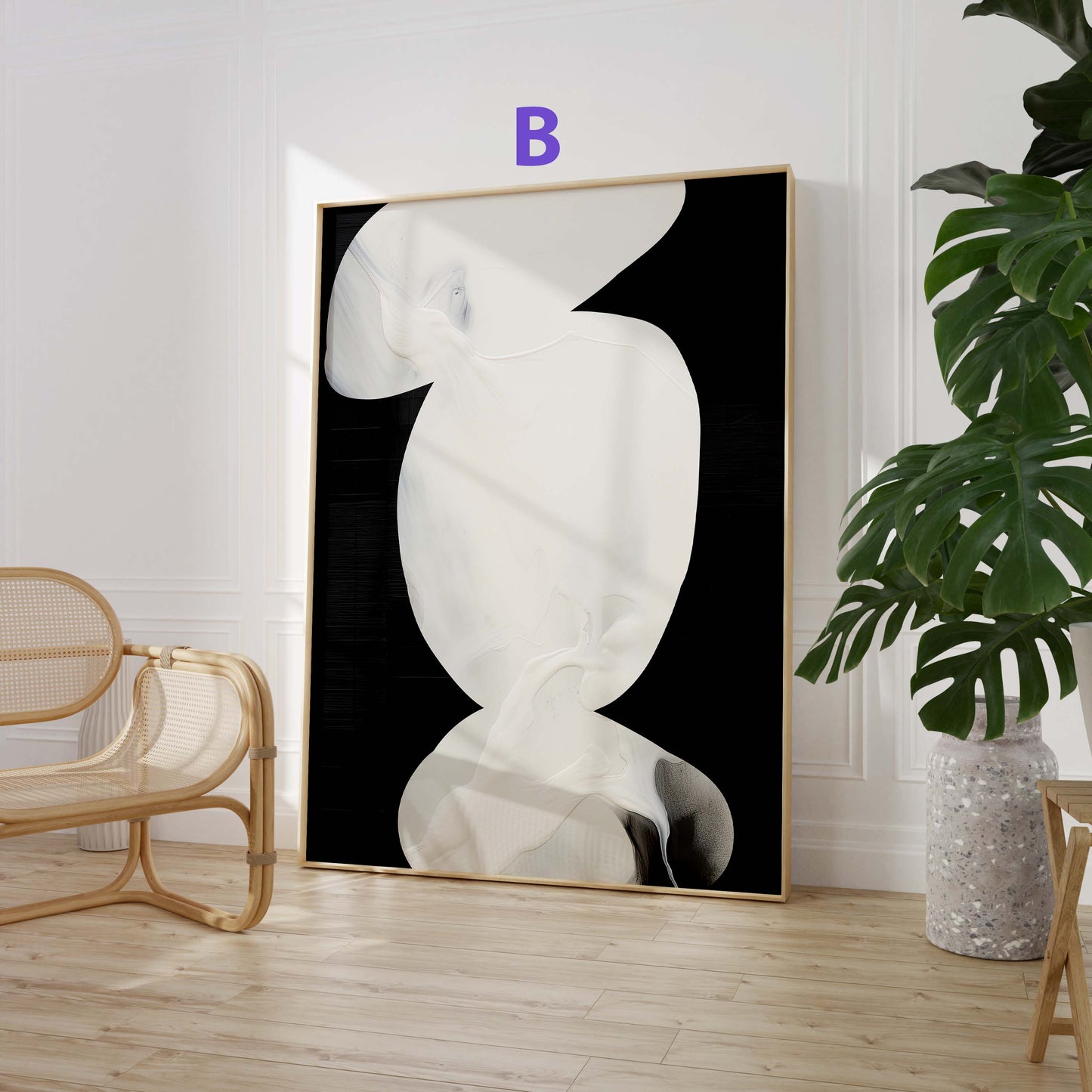 Abstrakte Poster Wanddeko · Minimalistische Beige Schwarz Kunst · Moderne Geometrische Wohnzimmer Bilder · Print ohne Rahmen