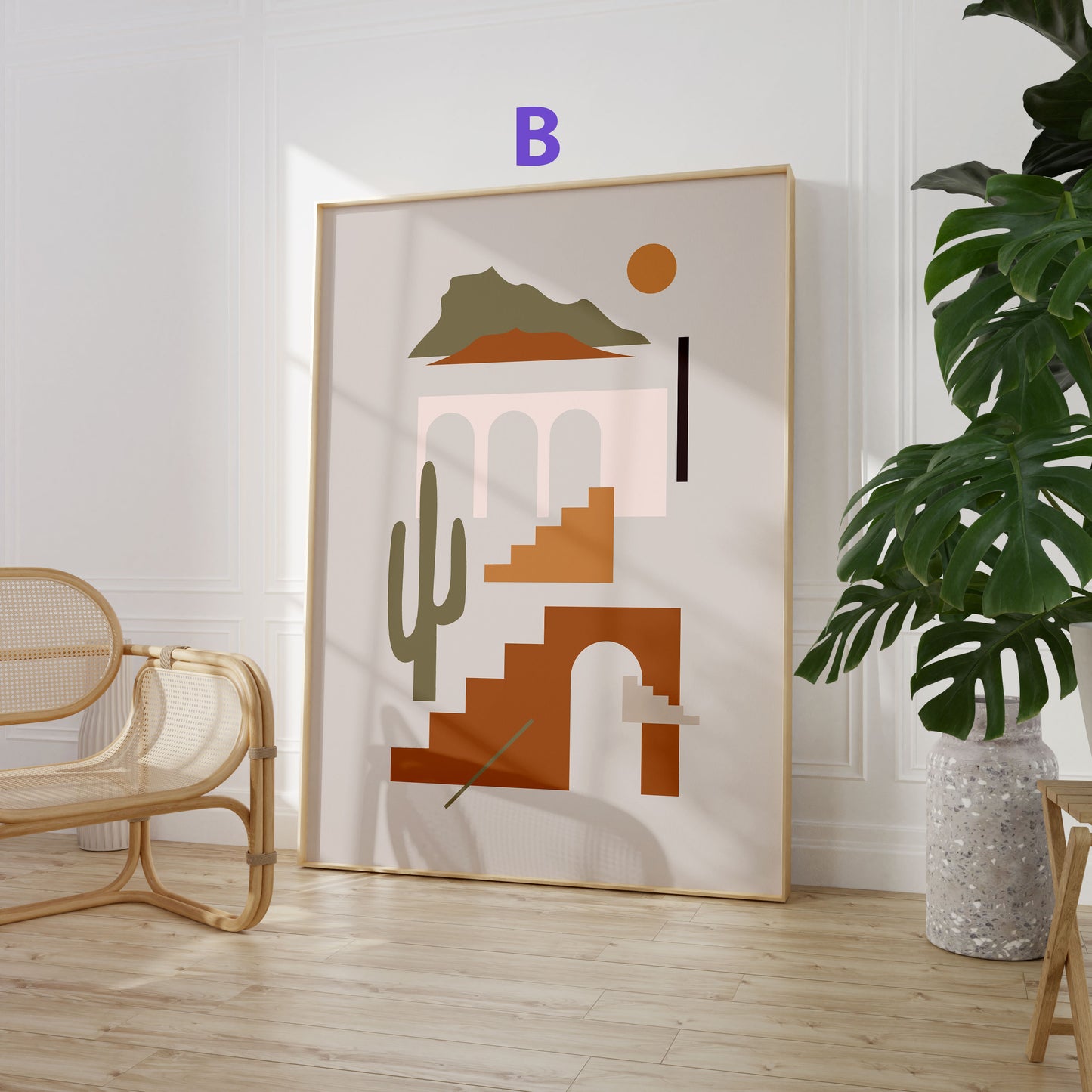 Boho Frauen Poster · Geschenkidee · Terrakotta, Wüstenkunst und Abstrakte Figuren · Dekoprint ohne Rahmen