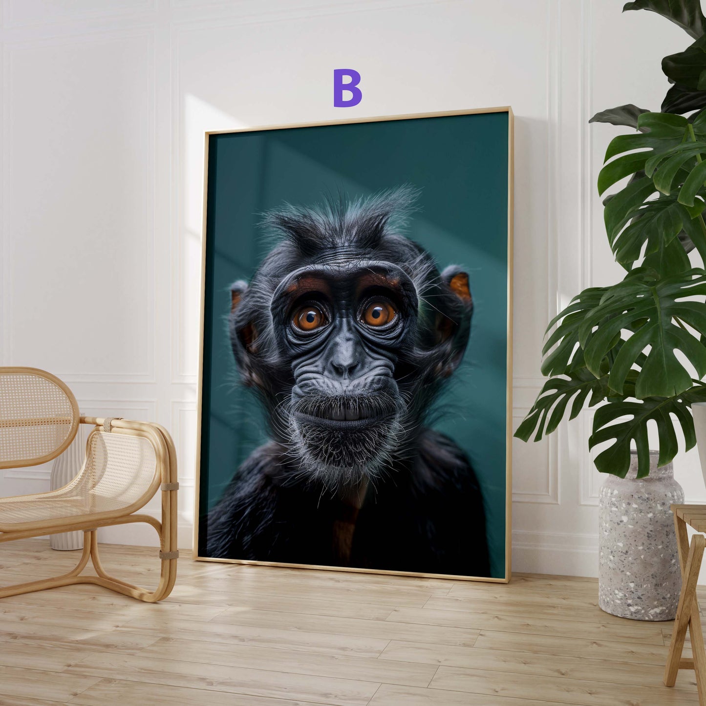 Lustige Affen Poster · Geschenkidee · Schimpansen und Affenbabys · Dekoprint ohne Rahmen