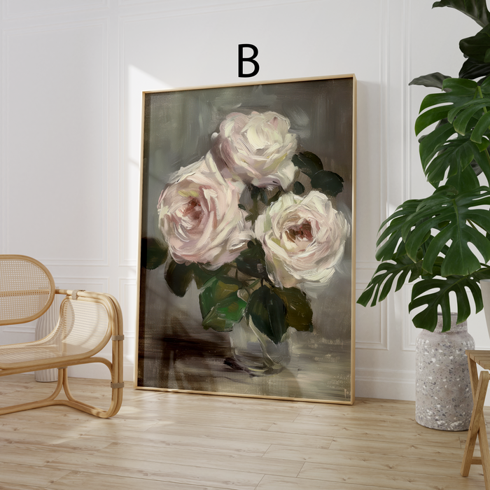 Vintage Poster mit Blumen & Küstenblick
