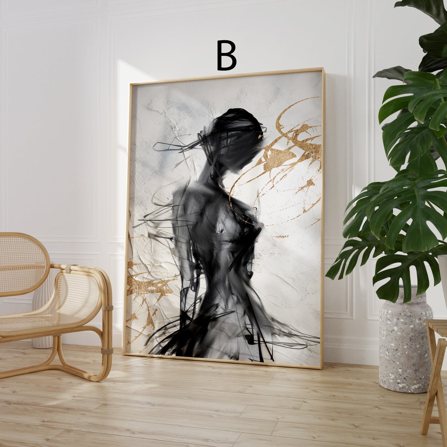 Abstrakte Poster · Geschenkidee · Elegante Silhouetten Minimalistische Formen Neutrale Farben Goldene Akzente · Dekoprint ohne Rahmen