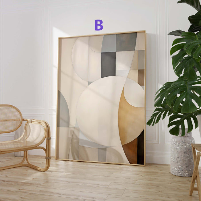 Geometrische Poster in Beige, Schwarz & Grau