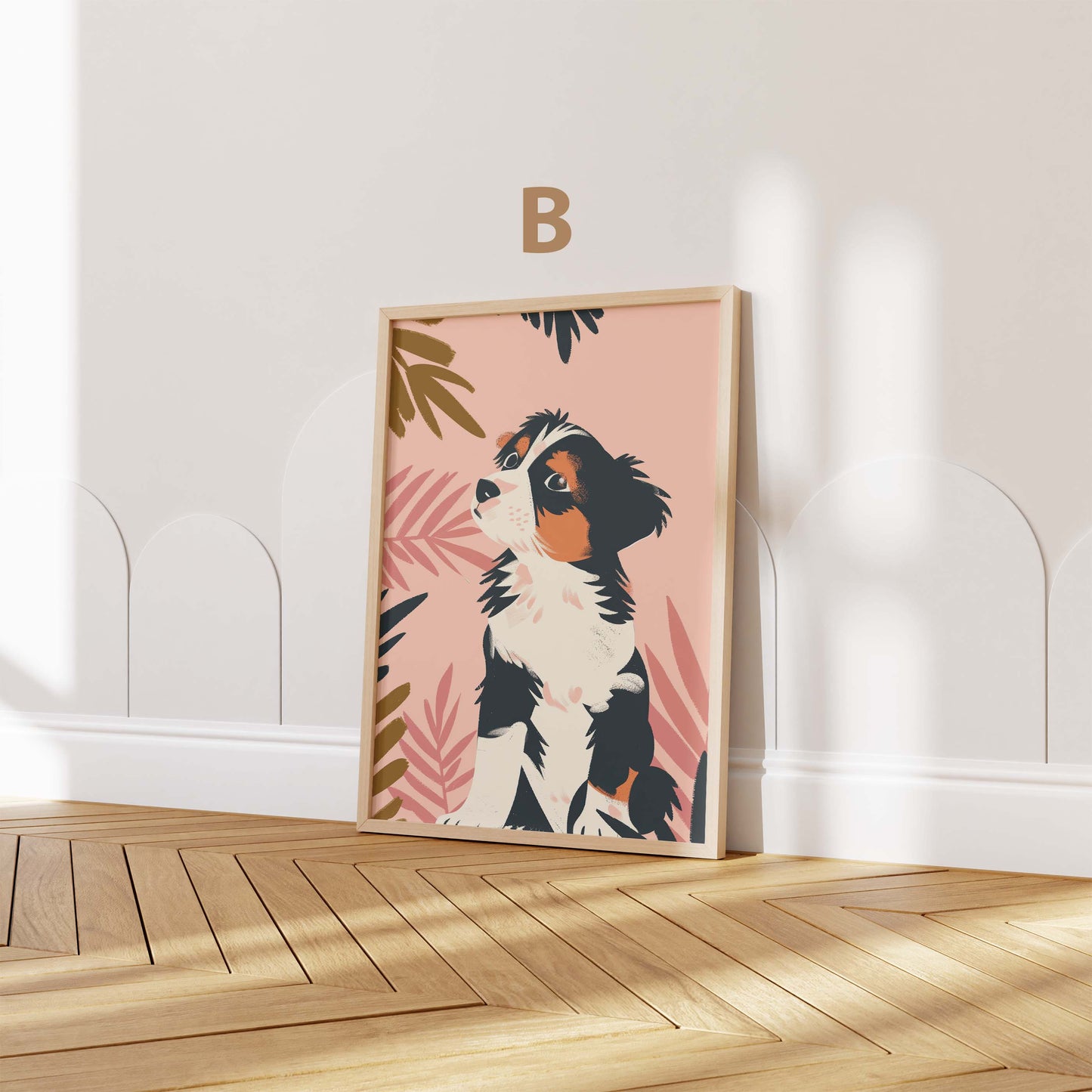 Hunde Poster · Geschenkidee · Niedliche Illustration mit Cavalier, Welpe und Pudel · Kinderzimmer Deko · Dekoprint ohne Rahmen