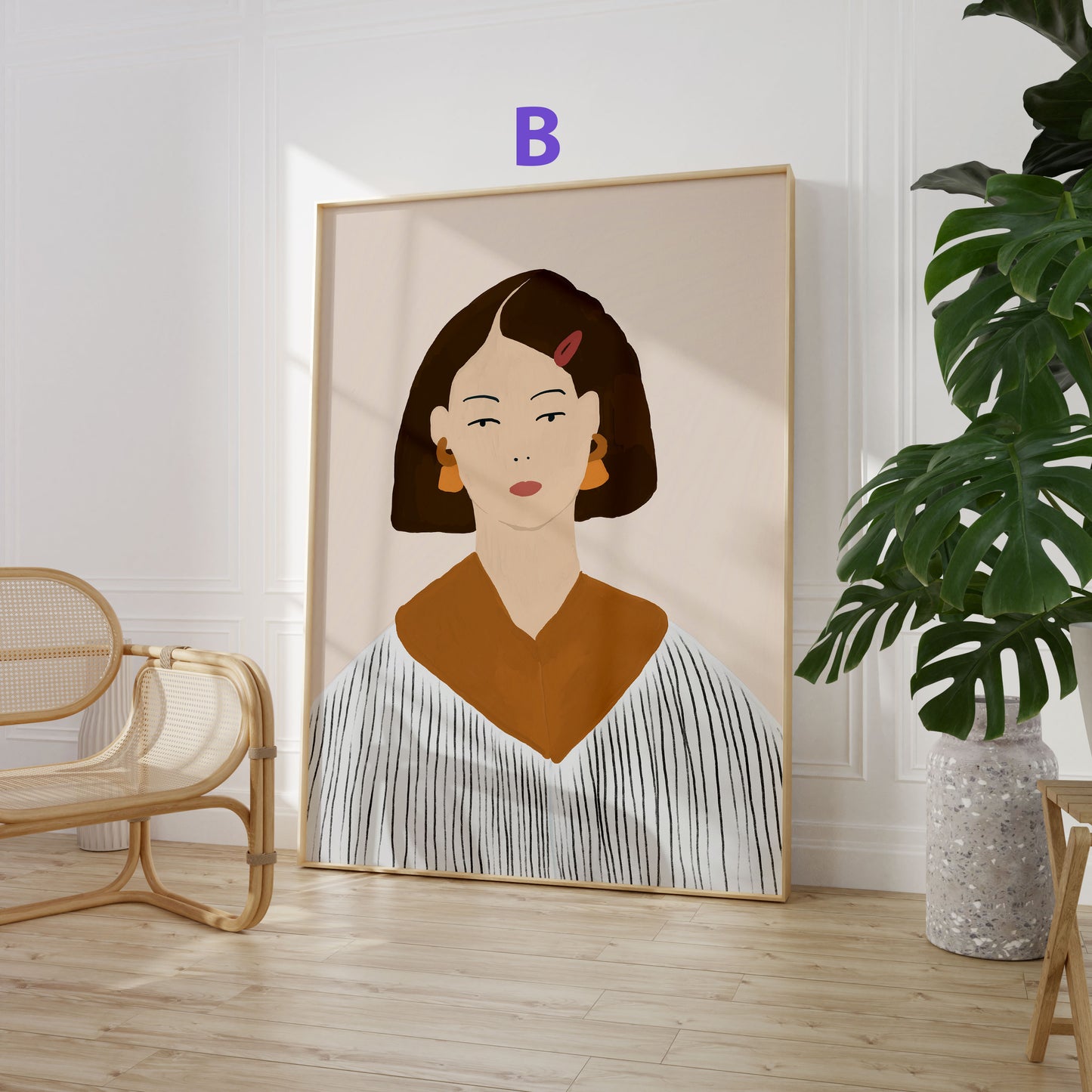 Feminine Porträt Poster · Geschenkidee · Feminine Figuren Körperkunst Maritime Illustrationen · Dekoprint ohne Rahmen