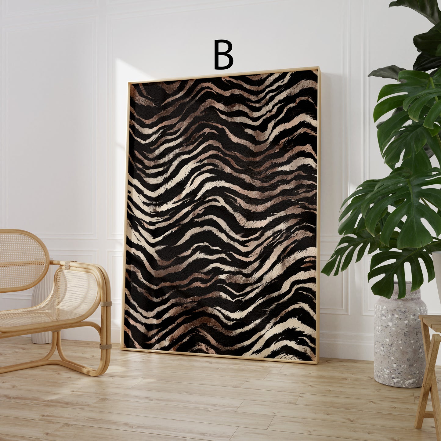 Tiermuster Poster ·  Geschenkidee · Elegante Goldene Tierfell Muster Zebra und Giraffen Texturen · Dekoprint ohne Rahmen