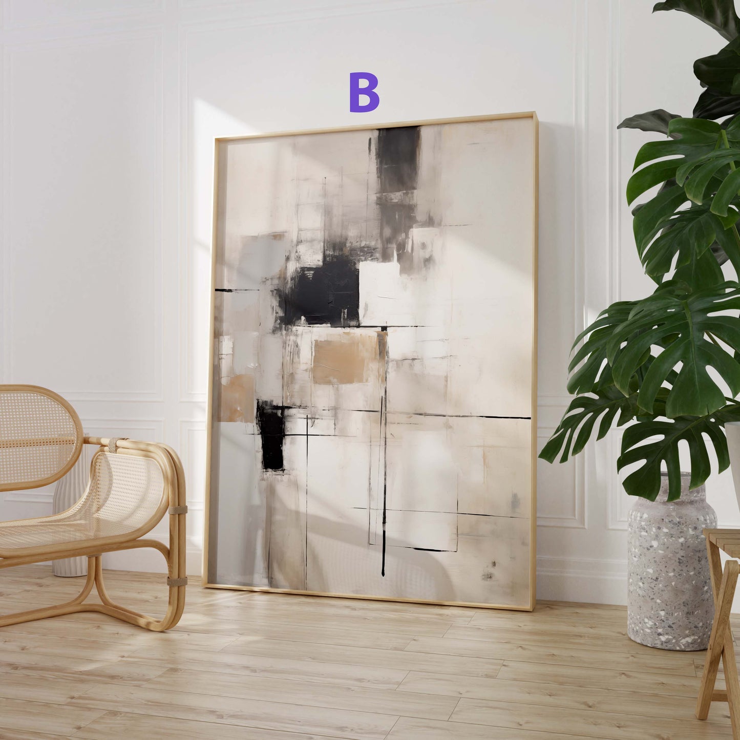 Abstrakte Beige Poster · Geschenkidee · Organische Formen und Moderne Texturkunst in Sanften Naturtönen · Dekoprint ohne Rahmen
