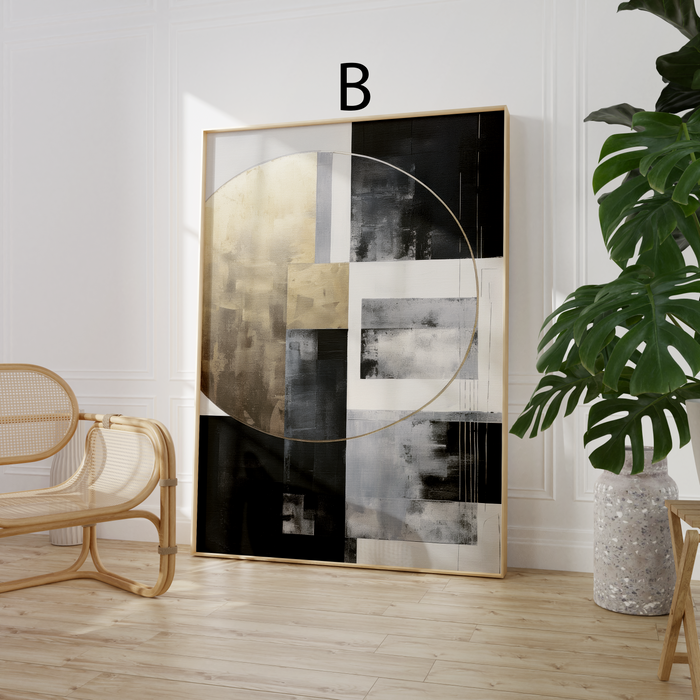 Schwarz-Weiß-Poster mit geometrischen Formen