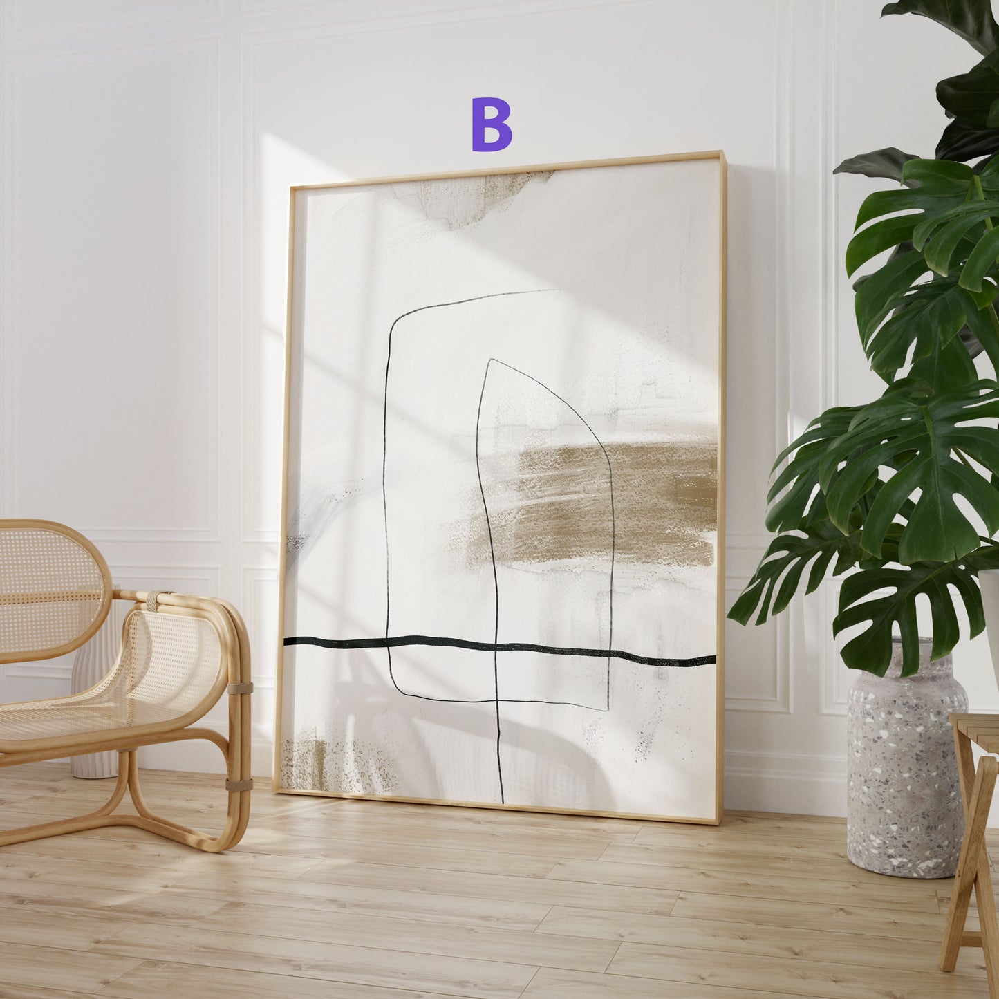 Minimalistische Linienkunst Poster · Geschenkidee · Abstrakte Geometrie in Schwarz und Beige · Dekoprint ohne Rahmen