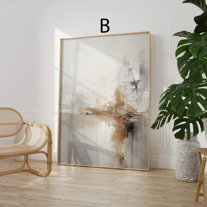 Abstraktes Marmor-Poster in Beige und Gold